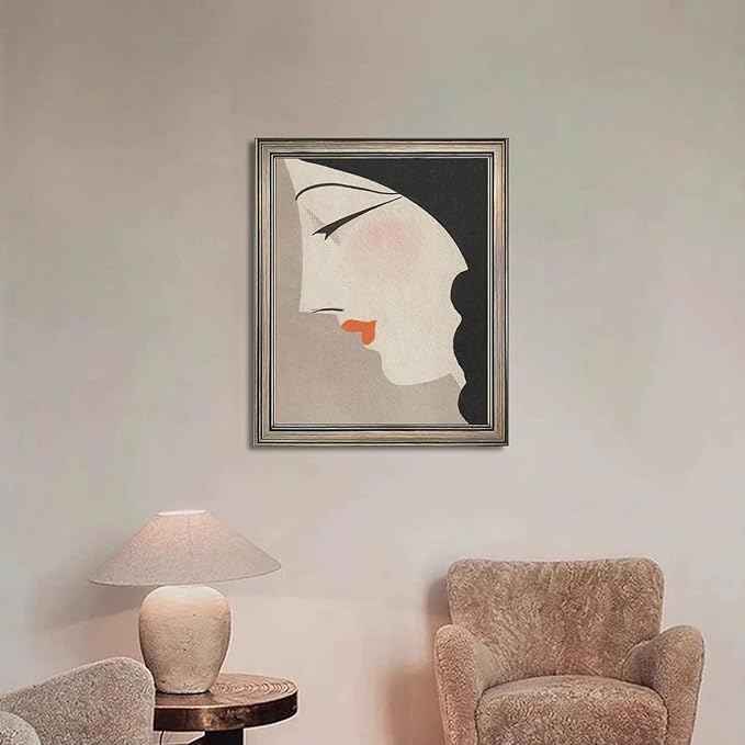 Japanese Wall Art Framed Vintage Woman Portrait Oil Painting Asian Wall Art Girl Room Bedroom Living Room Bathroom Decor
