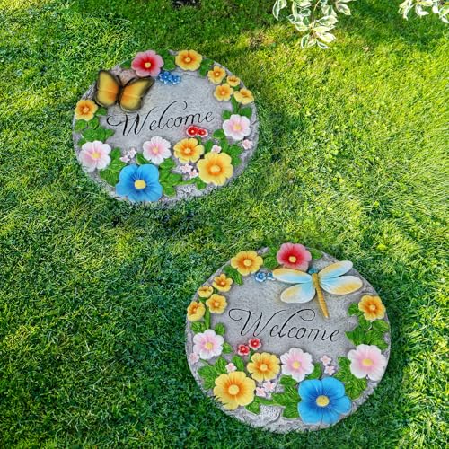 2 Pack Garden Stepping Stones Outdoor 10 Inch Round Cement Stepping Stones (2 Count)