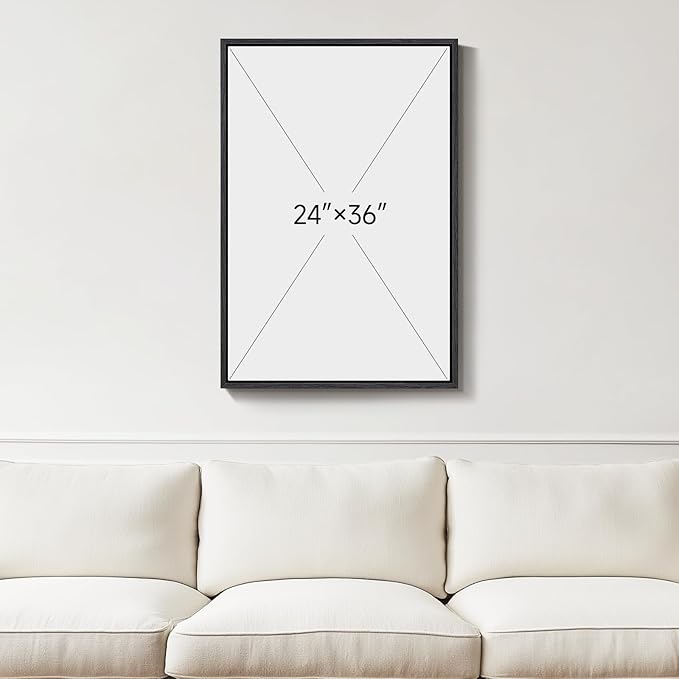 Framed Neutral Abstract Wall Art, Modern Black and Beige Canvas Prints Paintings Artwork for Walls, Minimalist Black White Pictures for Living Room, Hallway, Dining Room, Bedroom Wall Decor 24x36 In