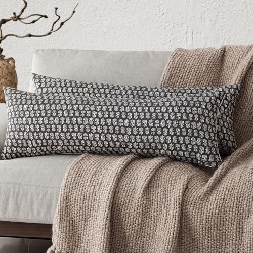 Long Floral Print Lumbar Throw Pillow Covers 14×36 Inch