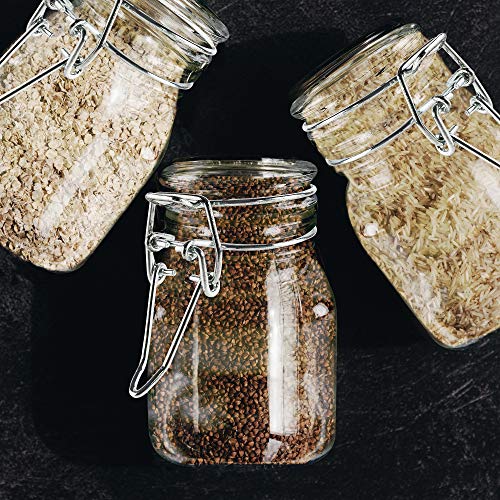3 1 4" Square Glass 3oz Jar with Hinge Glass Lid for Home Kitchen (4 Count)