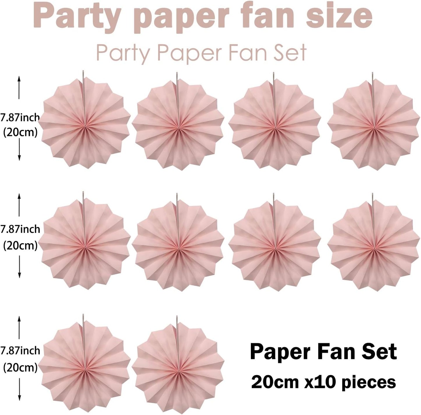 Pink Birthday Decorations,DIY Pink Paper Fans Hanging Decoration ,Party Supplies Party Fans 8in, Pink Christmas,Wedding Graduation Events Accessories 30 Color DIY Set (Baby Pink)