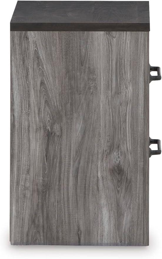 Signature Design by Ashley Bronyan Rustic 2 Drawer Nightstand, 2-Tone Look, Light Gray and Dark Gray, Large Scale Handles, Fully Finished Drawer Interiors, 24.72" Tall, Gray