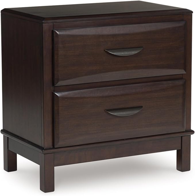 Signature Design by Ashley Vanmore Contemporary 2-Drawer Nightstand with Felt-Lined Top Drawer, Dark Brown