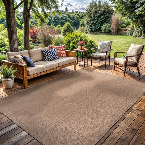 Washable Indoor Outdoor Rug 9x12 Weather Resistant Area Rugs Modern Solid Jute Rug for Porch Deck Balcony Backyard Patio Outside Carpet