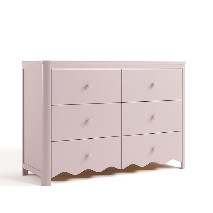 Storkcraft Casablanca 6 Drawer Dresser (Blush) – GREENGUARD Gold Certified, Nursery & Kids' Bedroom with Spacious Storage, Safety Interlocking Drawer System, Easy Assembly with Pre-Installed Tracks