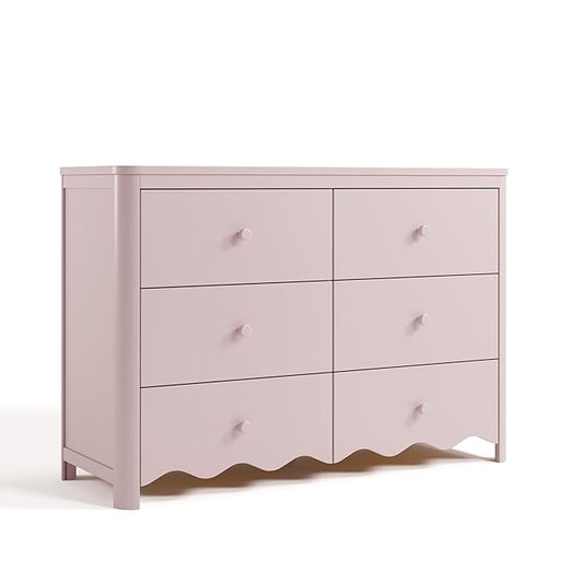 Storkcraft Casablanca 6 Drawer Dresser (Blush) – GREENGUARD Gold Certified, Nursery & Kids' Bedroom with Spacious Storage, Safety Interlocking Drawer System, Easy Assembly with Pre-Installed Tracks