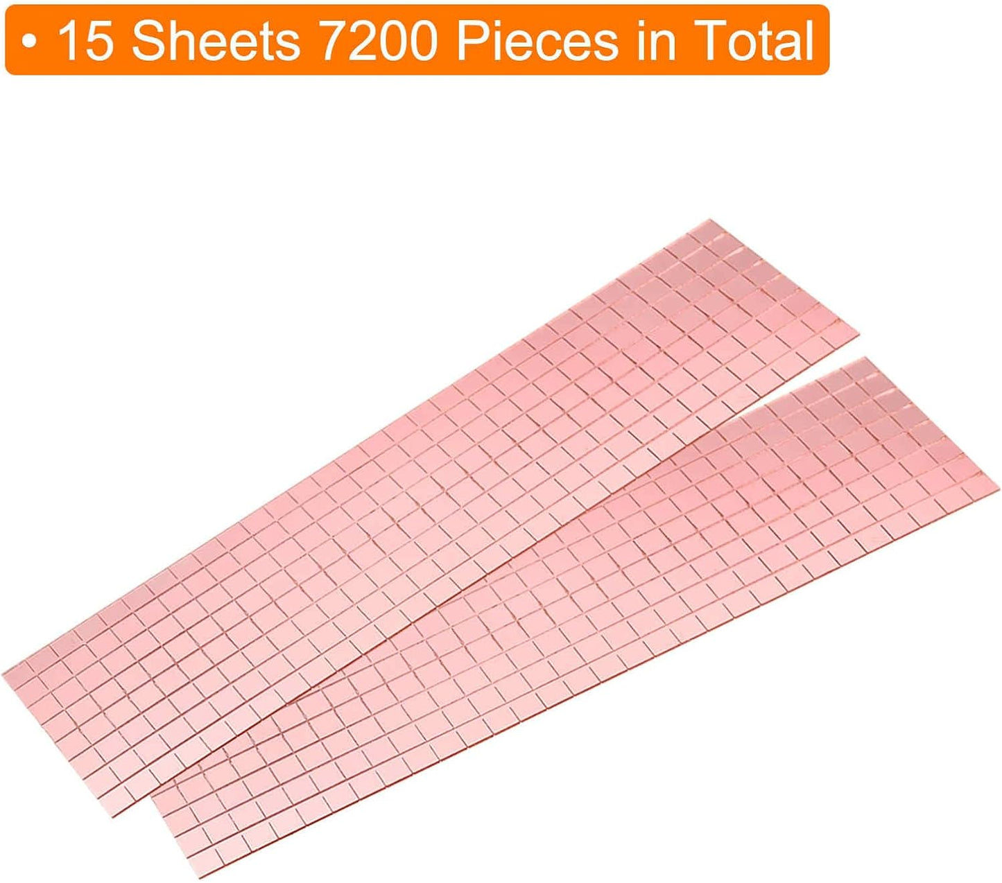 HARFINGTON 15 Sheet 7200 Pieces Self Adhesive Mirror Mosaic Tiles 5x5mm Small Square Mirror Tiles Sticker Disco Ball Stickers Mini Glass Tiles for DIY Craft Party Home Decoration, Rose Gold