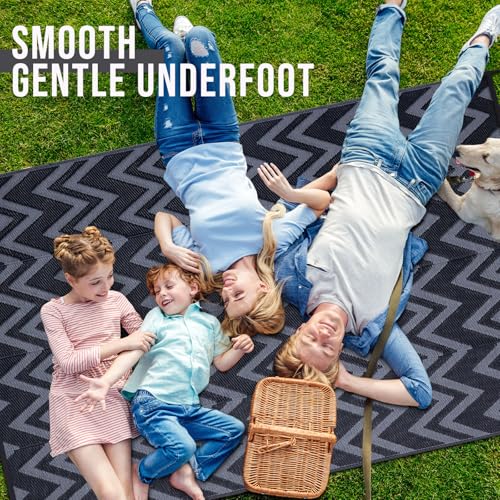 Outdoor Rug 6x9 ft Waterproof Reversible Chevron Mat