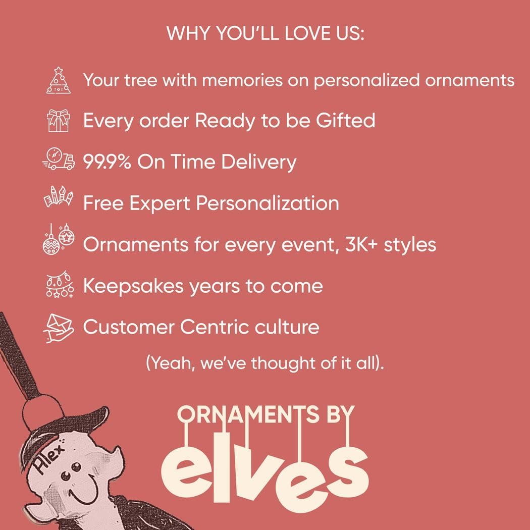 Ornaments by Elves - Personalized Baby Red Christmas Ball Ornaments 2024 - Customized Hanging Baby Girl Red Balls Christmas Decorations Use as Ornaments Christmas Tree in Giftable Packaging
