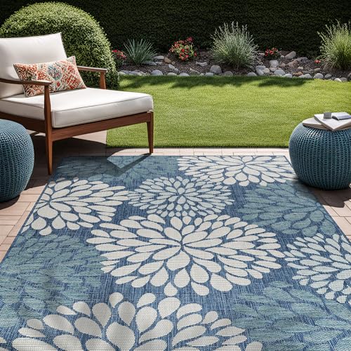 Outdoor Rug 6x9 Modern Exotic Tropical Leaf Area Rugs for Indoor and Outdoor Patio Deck Porch Garden Water Resistant Washable Outside Carpet