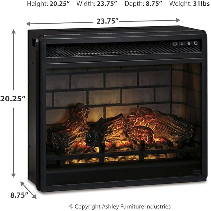 Signature Design by Ashley Willowton Cottage 60" TV Stand with Electric Fireplace for TVs up to 69", Whitewash