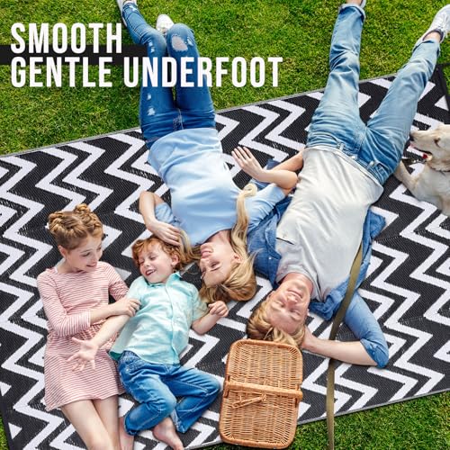 Outdoor Rug 6x9 ft Waterproof Reversible Chevron Mat