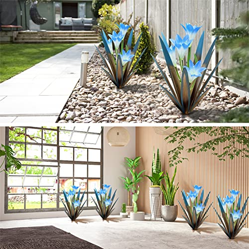 Metal Agave Plant Outdoor Decoration Lily Mexican Yard Art Garden Statue (3 Count)