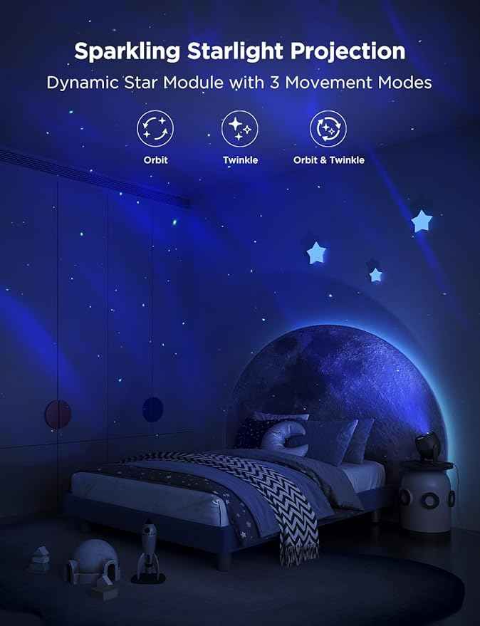 Govee Star Light Projector with 3 Aurora Flowing Effects, Works with Matter, Alexa and Google Assistant, 52 Scene Modes, 18 White Noise Options, LED Night Light Projector for Bedroom, Without Plug
