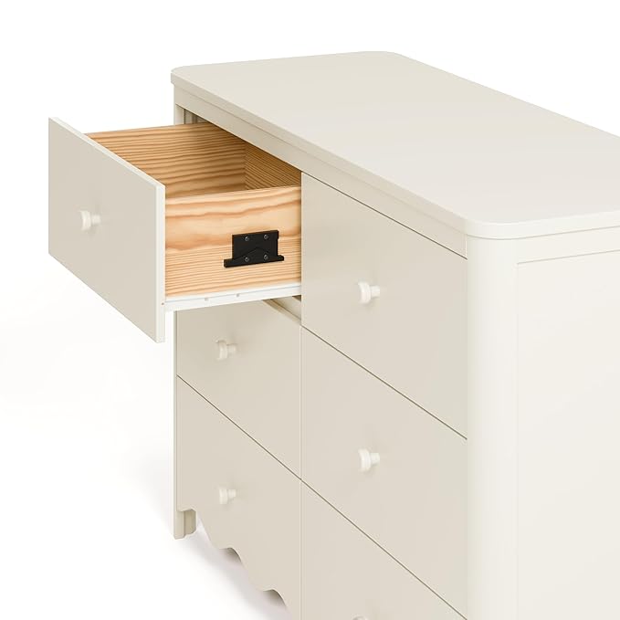 Storkcraft Casablanca 6 Drawer Dresser (Frosted Oat) – GREENGUARD Gold Certified, Nursery & Kids' Bedroom with Spacious Storage, Interlocking Drawer System, Easy Assembly with Pre-Installed Tracks