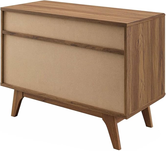 Modway Render Mid-Century Modern Vinyl Record Storage Display Cabinet, 37 Inch, Walnut