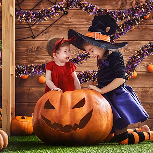 4 Pieces 26.4 Ft Halloween Tinsel Garland Metallic Shiny Twist Garland Hanging Decorations for Halloween Party Indoor and Outdoor Decor (26.4 Foot)