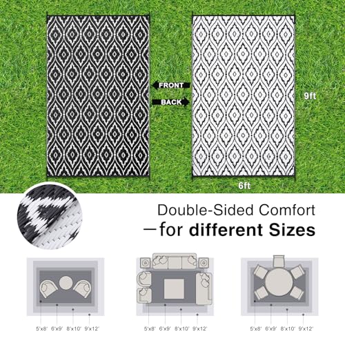 Outdoor Rug 6x9 ft Waterproof Reversible Braided Mat