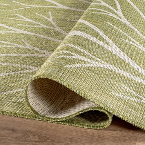 Washable Indoor Outdoor Rug 8x10 Modern Area Rugs Branch Pattern Non Shedding Waterproof Easy Clean Patio Deck Porch Living Room Bedroom Garden RV (80 Sq Ft)