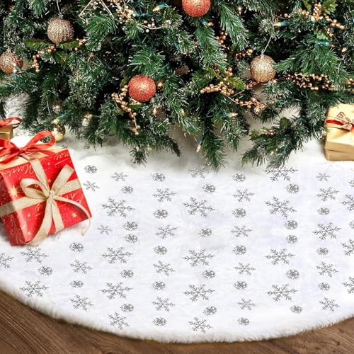 48inch White Christmas Tree Skirt Tree Carpet Blanket