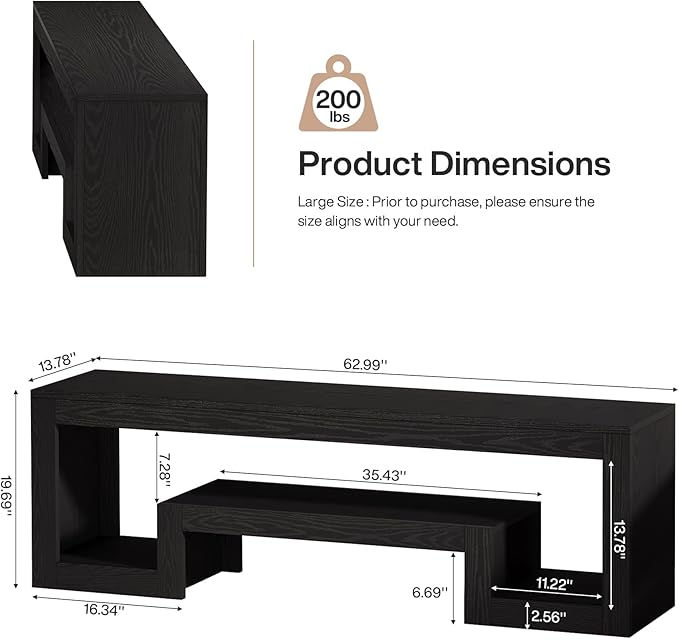 Tribesigns 63-Inch TV Stand for 55/60/65/75-Inch TVs, Farmhouse Entertainment Center with Open Storage Shelves, Black Television Console for Living Room, Bedroom