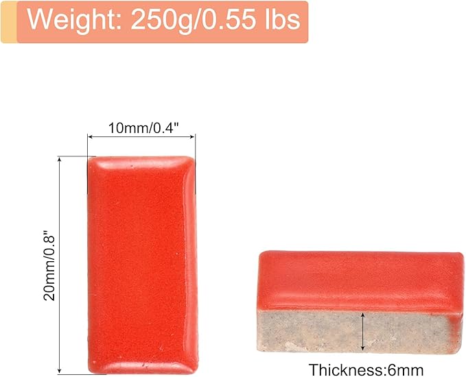 MECCANIXITY 250g Ceramic Mosaic Tiles for Crafts Bulk, Rectangle Red Ceramic Tile for Mosaic Kits Garden Stepping Stone Cup Mat