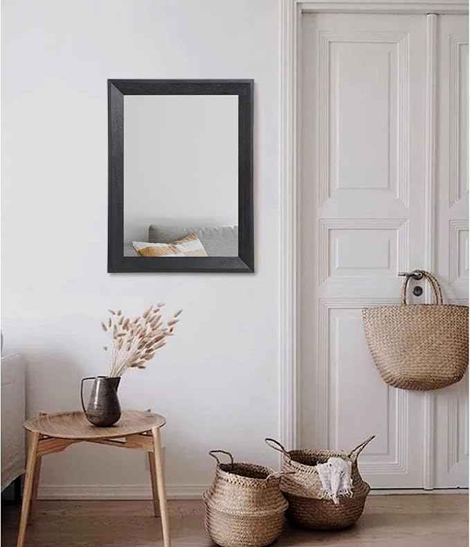 AAZZKANG Black Mirrors for Wall Rectangle Wood Framed Large 20"x16" Decorative Wall Mirror for Bedroom Bathroom Living Room Dressing Room Entryway