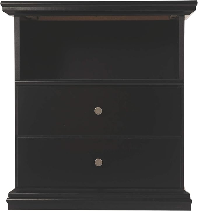Signature Design by Ashley Maribel Children's Traditional 1 Drawer Nightstand with 1 Storage Cubby, 24.37" Tall, Black