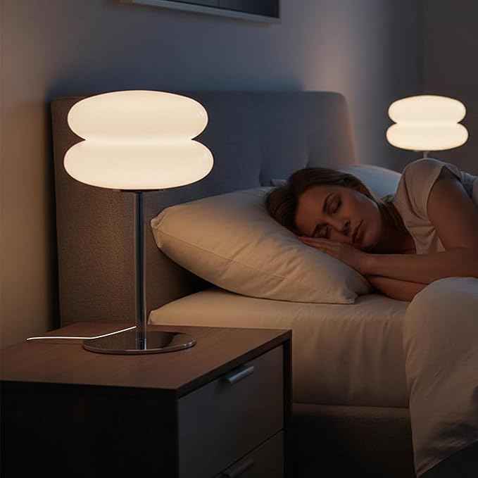 Bedroom Mushroom lamp, Medieval Modern Bedside Table lamp, dimmable Retro Egg Tart Headlight, Unique Home Mushroom Decoration Aesthetic Lovely Living Room Desk lamp (White)