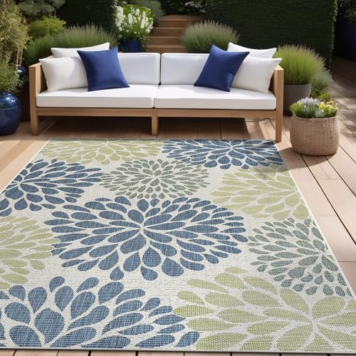 Outdoor Rug 6x9 Modern Exotic Tropical Leaf Area Rugs for Indoor and Outdoor Patio Deck Porch Garden Water Resistant Washable Outside Carpet