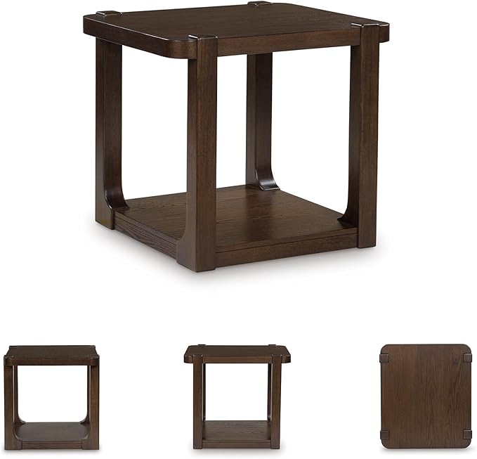 Signature Design by Ashley Breckington Contemporary End Table with Lower Shelf, Dark Brown