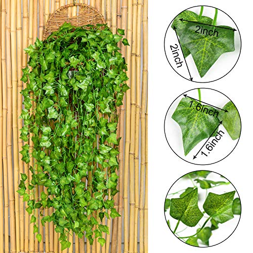 84 Feet 12 Strands Artificial Ivy Leaf Plants Vine Hanging Garland Fake Foliage Flowers Home Kitchen Garden Office Wedding Wall Decor