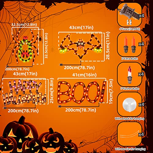 4 Pack Lighted Halloween Window Silhouette Decoration (4 Count)
