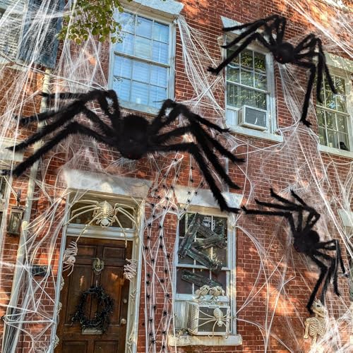 3 Pack Giant Spiders Halloween Decorations (10FT)