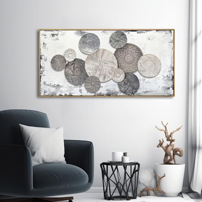 Wall Art Floral Rustic Wall Decor Brown and Grey Canvas Painting Abstract Wall Art for Bedroom Living Room Dining Room Home Office Decor 20"x40" with Framed