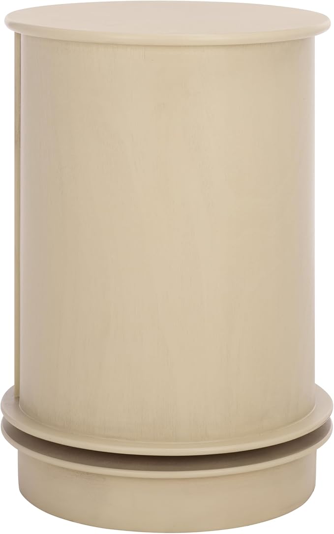 SAFAVIEH Home Collection – Tabitha Sand Accent Table, Round Swivel Side Table with 1 Drawer & Interior Cabinet Storage, Classic Pedestal Design, Fully Assembled (AMH5712G)