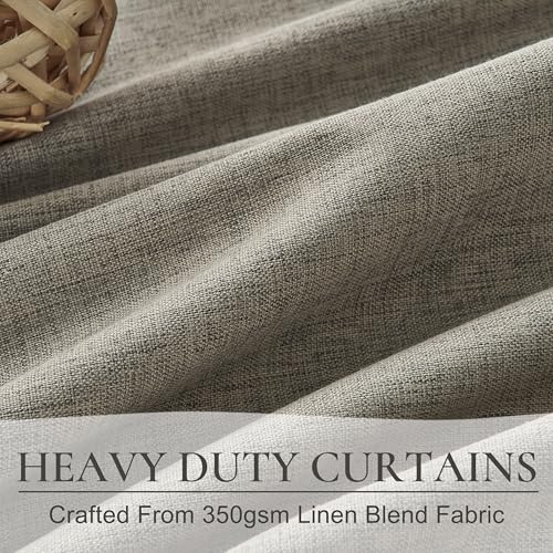 Grey Green Blackout Linen Curtains 108 Inches Long for Living Room Bedroom (2 Count)
