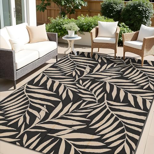 Outdoor Rug 5x8 ft Waterproof Reversible Leaf Mat