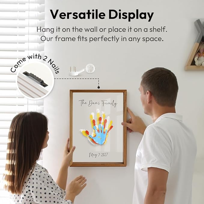Kaciola Family Handprint Kit, DIY Newborn Keepsake Frame, Baby Hand and Footprint Kit, Unique New Baby Gift for Mothers Day Crafts Anniversary (Brown)