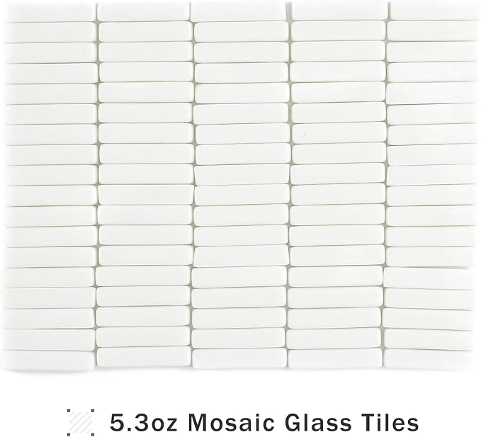Youway Style White Mosaic Tiles for Crafts Bulk,150g Strips Shapes Mosaic Glass Pieces,Glass Mosaic Garden Craft Kit