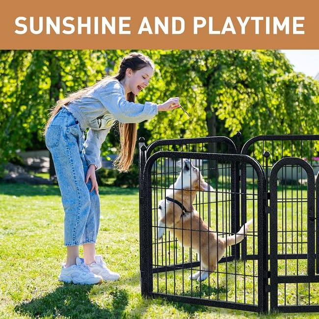 Metal Dog Playpen 32in H 24 Panels Heavy Duty Dog Fence