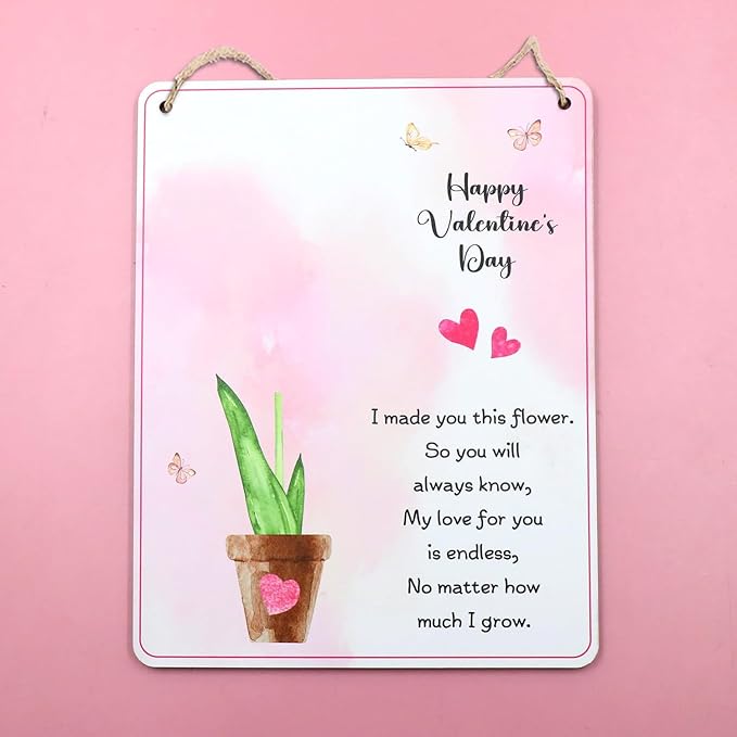DIY Baby's First Valentine's Day Pink Flower Handprint Hanging Sign, Kids First Valentine Handprint Art Craft Keepsake Gifts for New Mom Dad, My 1st Valentine Crafts, Baby Milestone Announcement Props