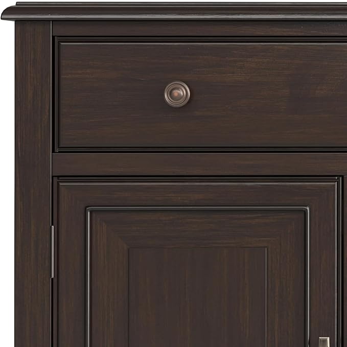 SIMPLIHOME Connaught Buffet - 67 inch Wide Solid Wood 4 Door Sideboard Cabinet in Dark Chestnut Brown, Traditional Dining Room Storage for Kitchen or Living Room with 2 Drawers and Adjustable Shelves