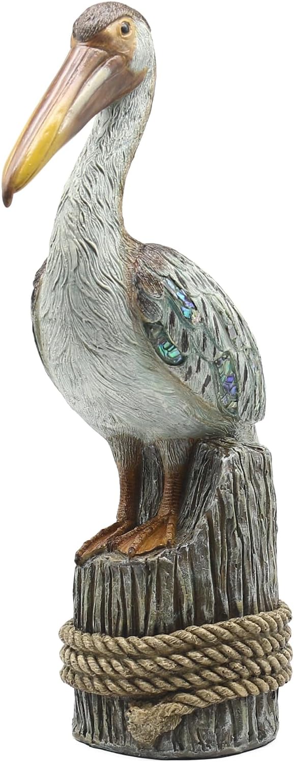 Lukitas Standing Pelican Statue and Sculpture Decor, Nautical Coastal Beach Bird Figurine, Creative Decorative Ornament for Home Garden Yard Lawn Outdoor, Resin 14''