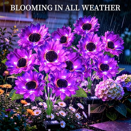 Solar Sunflower Lights 4 Pack with 24 Sunflower Solar Lights Outdoor Garden Decor