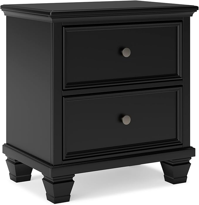 Signature Design by Ashley Lanolee Classic 2 Drawer Nightstand for Bedroom, 26.75" Tall, Black