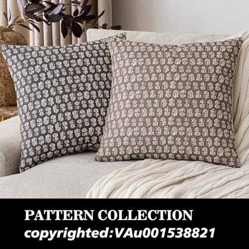 Decorative Floral Print Throw Pillow Covers 18×18 Inch (2 Count)