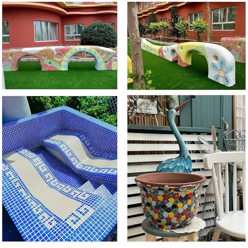 50 Pieces Coffee Mosaic Tiles for Crafts 1" Ceramic Tiles Assorted Colors Square Ceramic Mosaic Project Supplies for Photo Frame Mosaic Stepping Stones Bath Old Pool Furniture Decor
