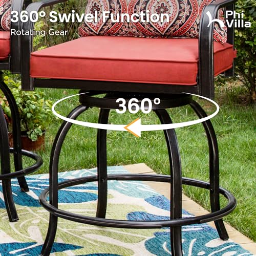 Patio Bar Height Set with 4 Outdoor Swivel Chairs (5 Count)